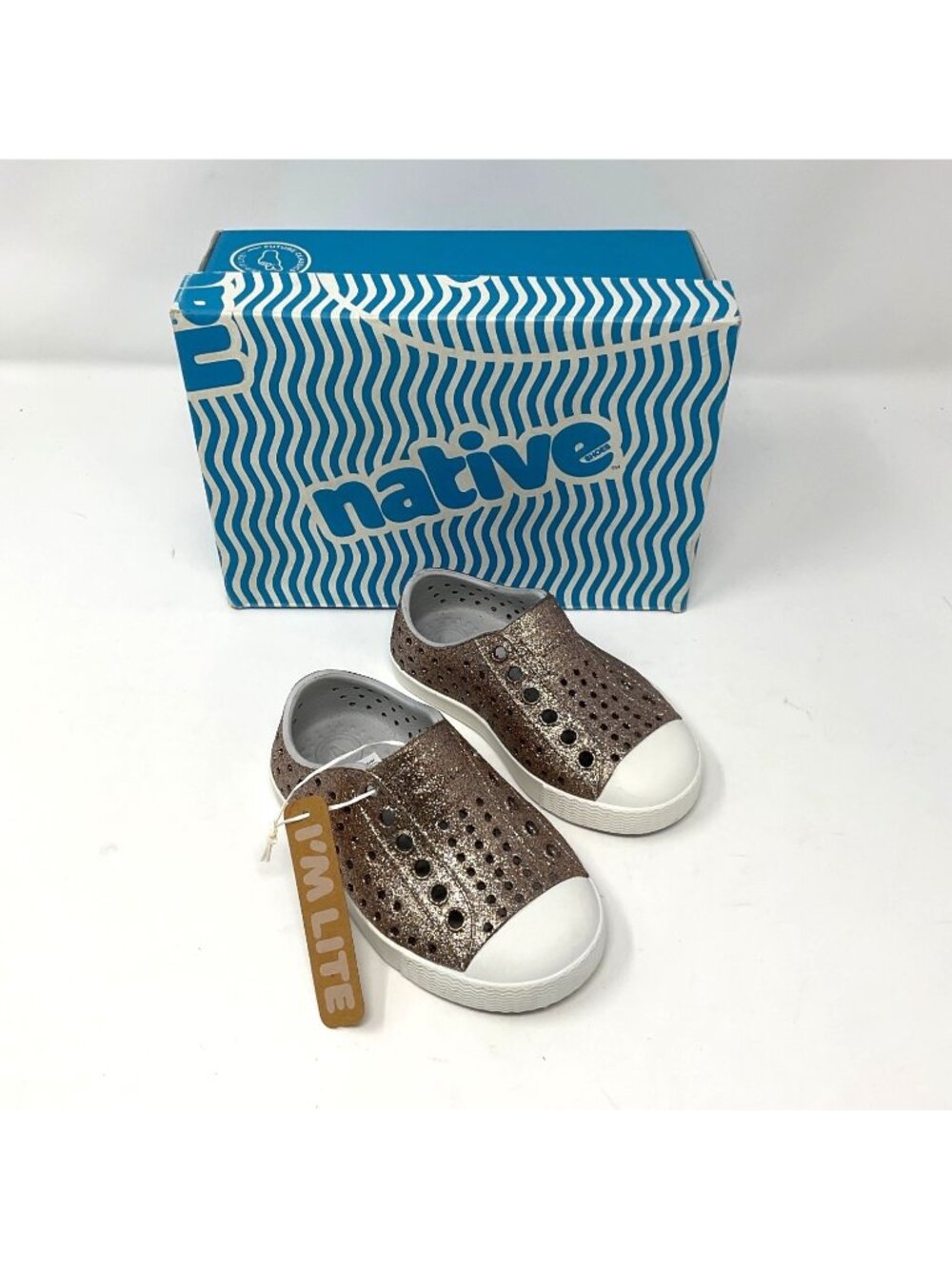 Native Jefferson Bling Metal Bling Girls Toddler Slip On Sneakers C5 Glitter